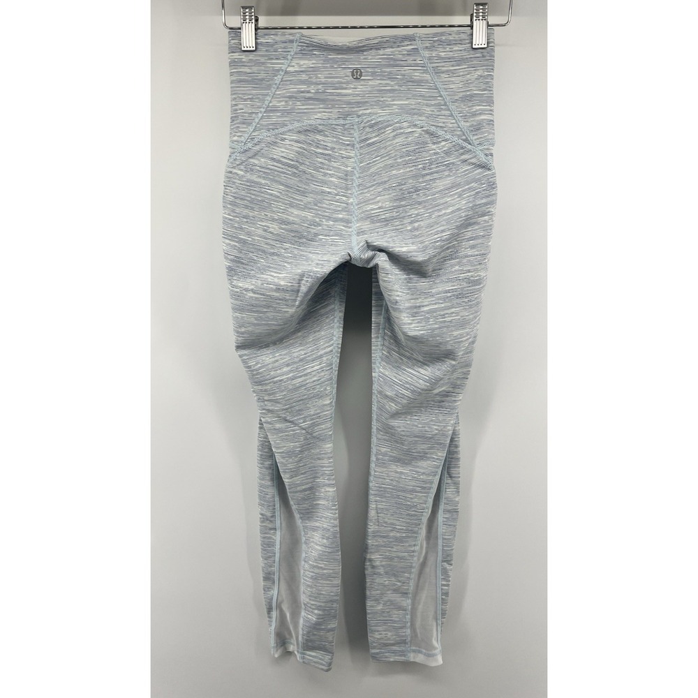 Lululemon Train Times 7/8 Pant Leggings Blue White Striped Sz 6 26/26 High Rise - Picture 2 of 4